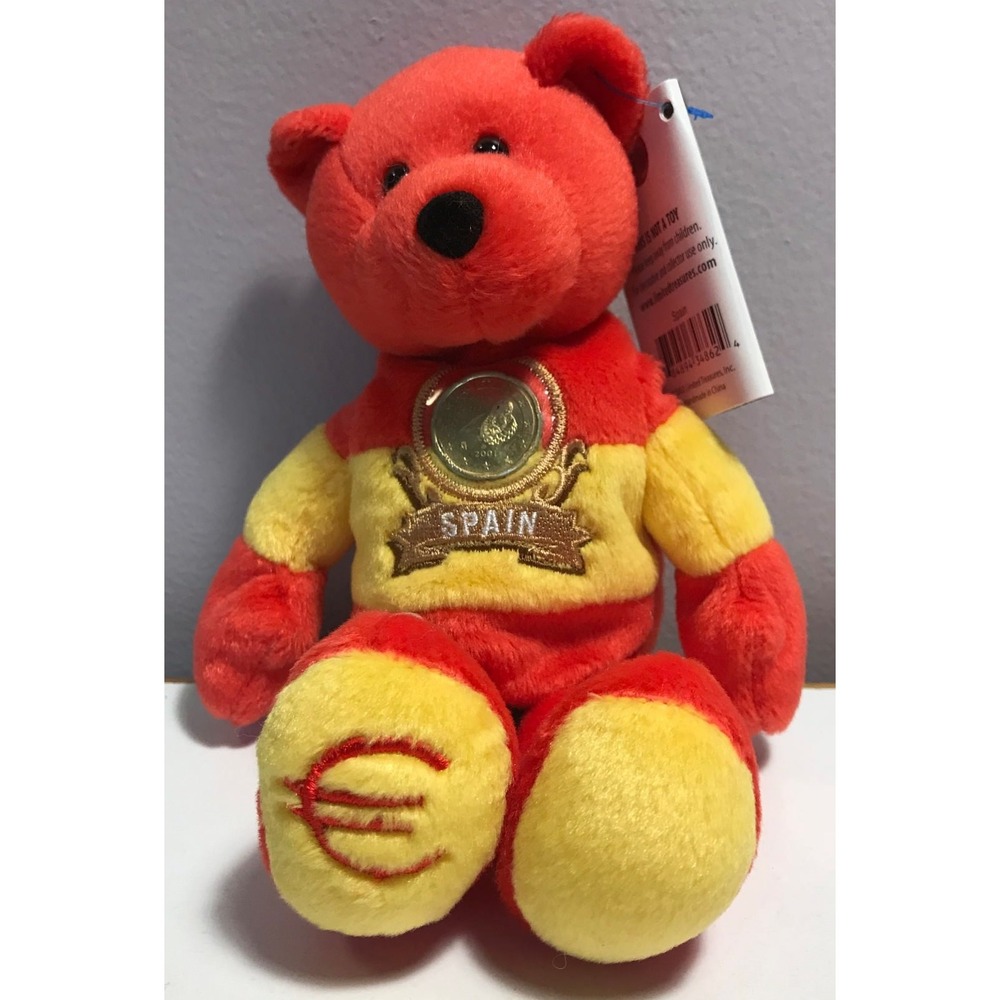 Limited Treasures Spain Euro Coin Stuffed Plush Bear NEW Espania Country Europe